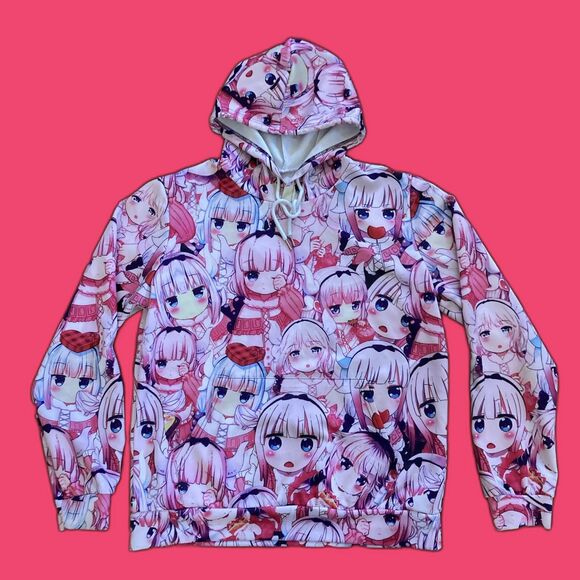 Miss Kobayashi's Dragon Maid x Kawaii Kanna Kamui Pink Anime Hoodie Large - Picture 1 of 10